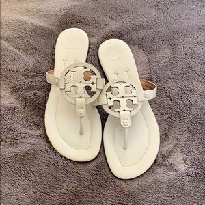 Cream colored Tory Burch Miller sandals
